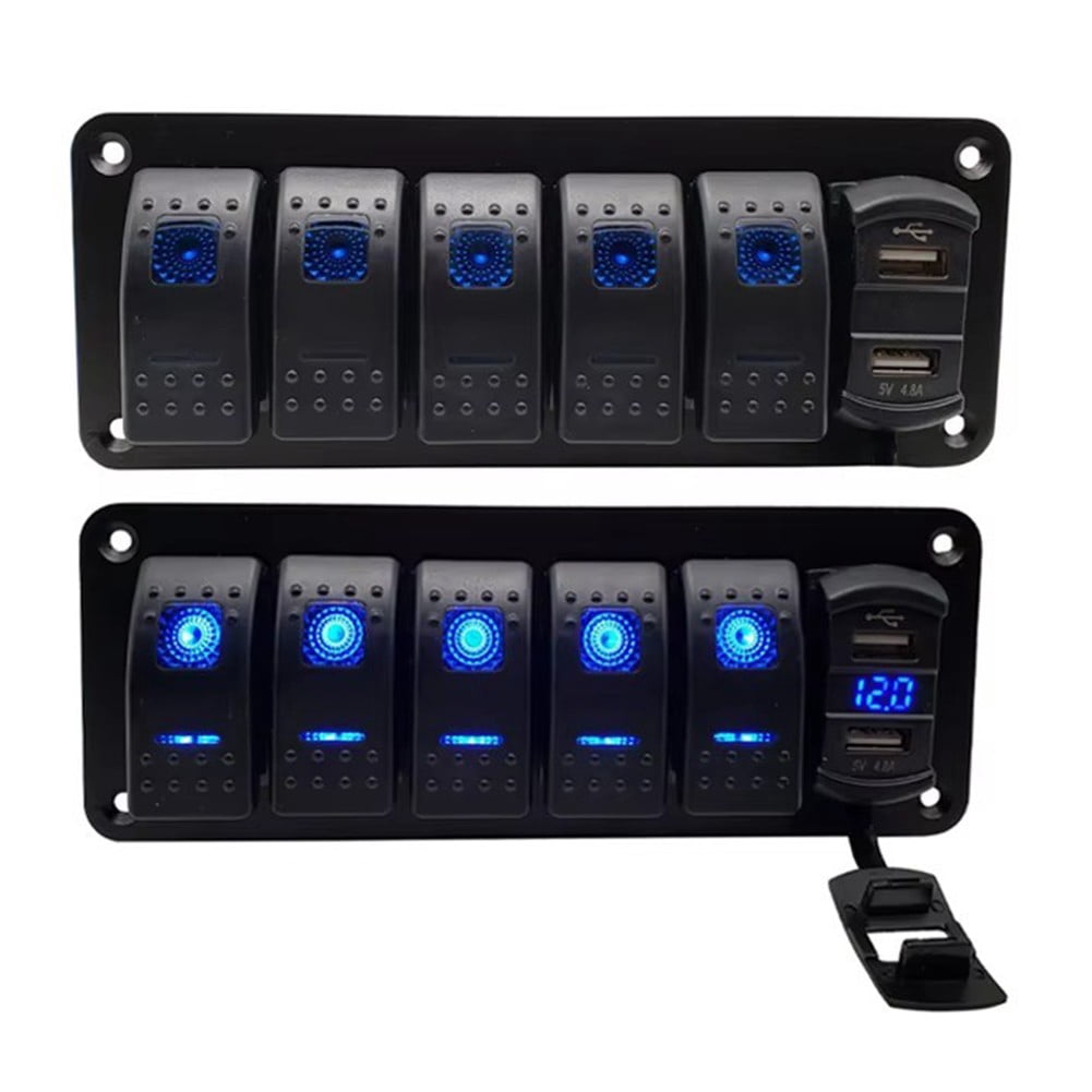CENL Waterproof 5 6 8 Gang Rocker Switch Panel LED Light For Car Marine Boat 12V 24V