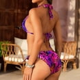 thumbnail image 4 of Women’s Two Piece Bikini Set with Adjustable Halter Triangle Top and Side Tie Bottoms for Swimwear Beachwear Purple XL, 4 of 4