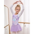 thumbnail image 6 of FEOYA Girls Gymnastic Leotard Long Sleeve Kid Dance Sparkly Unitards Activewear Ballet Outfit Dancewear with Skirt Hairband 9-10 Years Purple, 6 of 6