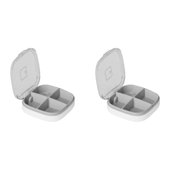 Travel Pill Organizer - Airtight Medicine Case for Traveling Portable Pharmacy Box, Vitamin Container 4 or 6 Compartment Supplement Medication Holder Large Capacity Daily,Grey-2pcs(4)