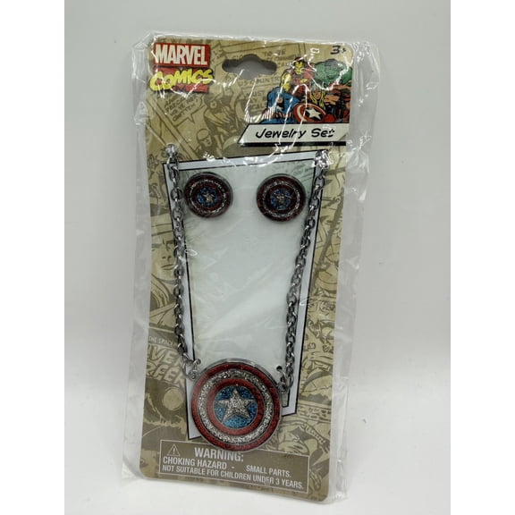 Marvel Comics Captain America Necklace and Earring Set