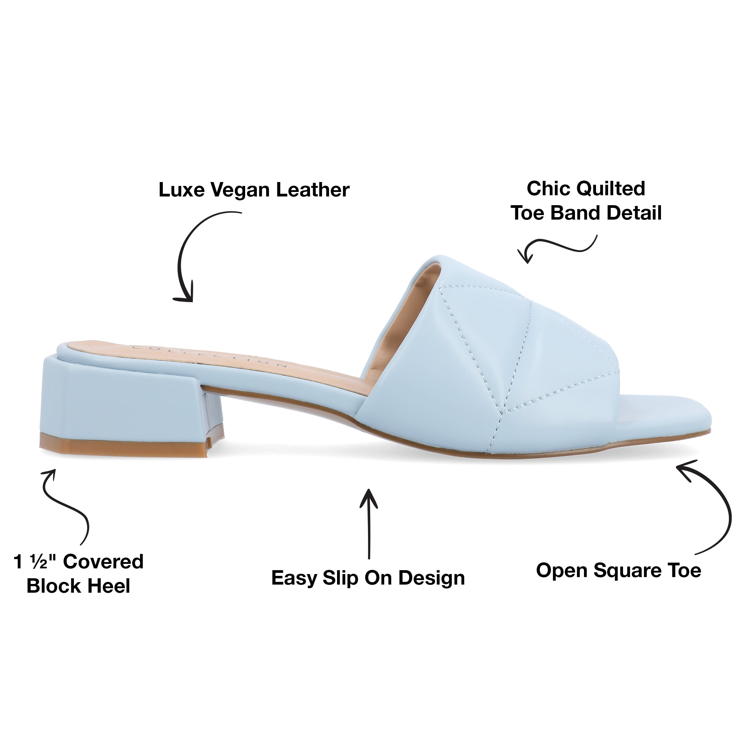 Journee Womens Elidia Slip On Block Flat Sandals