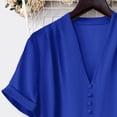 thumbnail image 6 of HAPIMO Women's Trendy Loose Tops Tunic Clearance Summer Tees Short Sleeve V Neck Button Pullover Elegant Casual Relaxed Blouses for Teen Girls Solid Color Blue XXL, 6 of 8