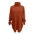 thumbnail image 4 of Cozy Oversized Turtleneck Sweater Dress for Women Soft Knit Long Sleeve Pullover in Rich Burgundy Red, 4 of 4