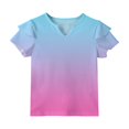 thumbnail image 7 of Dwellite Girls V-Neck Shirts Short Sleeve Cute Summer Tee Shirts Baggy Soft Tops 3-13 Years Sky Blue 120, 7 of 7