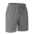 thumbnail image 4 of Havenx Beach Outfit 2 Piece for Men Short Sleeve Button Down Shirts Shorts Lapel Collar Drawstring Textured Outfit Summer Vacation Comfortable Athletic Loose Tracksuit,Dark Gray 3XL, 4 of 6