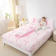 thumbnail image 4 of jejeloiu Initial Letter J Full Size Sheets,Kawaii Bowknot Bed Sheets,Pink White Sheet Sets For Girls,Breathable Bedroom Decoration,4pcs, 4 of 7