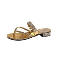 thumbnail image 2 of Fankiway Women's Low Heel Flip Flops Rhinestone Woven Strap Non-Slip Comfortable Beach Slippers Summer Plus Size Gold 7, 2 of 9