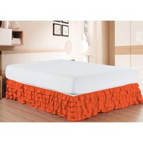 D.N.G. BEDDINGS 1 Piece Multi Ruffle Bed Skirt, 12 Inch Deep Pocket, 800 Thread Cotton 100% Egyptian Cotton, Twin Size (39" x 75") Inch, Solid Orange