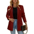 thumbnail image 2 of Vedolay Womens Fall Tops Womens Lapel Neck Long Sleeve Blazer Button Front Fashion Jacket,Red S, 2 of 4