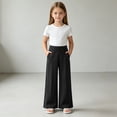 thumbnail image 6 of KPOPLK Girls High Waisted Uniform Pants Kids Wide Leg Dress Pants Casual Trousers with Pockets 3-14 Years Black Size 8-9 Years, 6 of 6