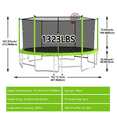 thumbnail image 5 of 16fT Trampoline for 10 Kids with Basketball Hoop, Netrum 1320LBS Trampoline with Balance Bar & Enclosure Net & Ladder for Adults or Kids Family Happy Time Green, 5 of 8
