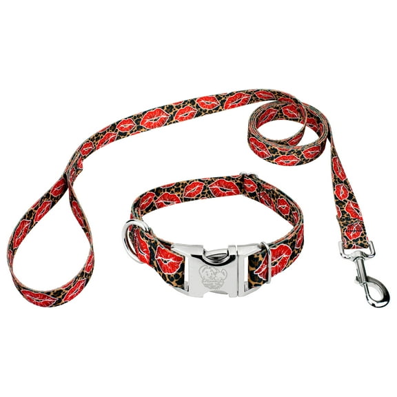 Country Brook Petz® Premium Cheetah Kisses Dog Collar and Leash Limited Edition, Extra Large
