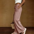 thumbnail image 5 of Textilo Womens Striped Lounge Pants Wide Leg Drawstring Pants with Pockets Elastic Waist Trousers Summer Beach Vacation Comfy Lounge Boho Outfits,Brown S, 5 of 6