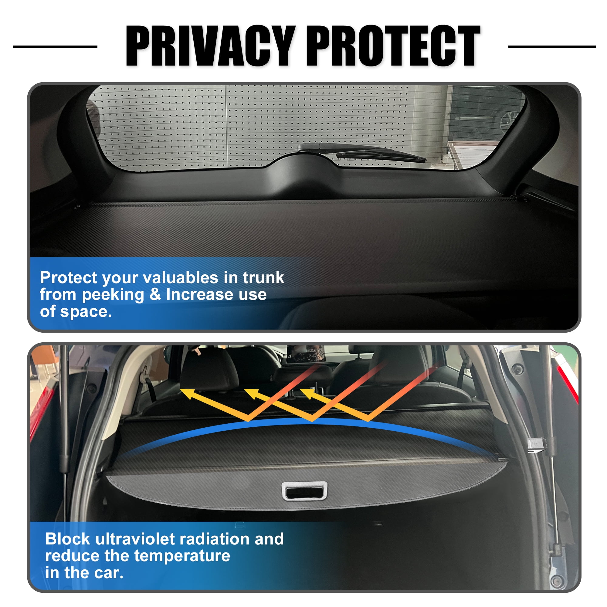 Unique Bargains Retractable Cargo Rear Trunk Cover for Honda HRV 2015-2022 Black