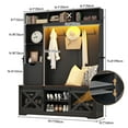 thumbnail image 2 of Blotout 7-in-1 Entryway hall tree with bench and shoe storage, 75"H Farmhouse Coat Rack with Shoe Bench, 16 Shoe Cabinets, 7 Coat Hooks, LED Lights and Adjustable Shelf, for Hallways (Black), 2 of 6