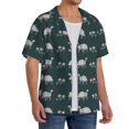 thumbnail image 2 of Rateoe Turtle Chrysanthemum Pattern Men's Short Sleeve Classic Shirt, Casual Short-Sleeved Shirt, Lightweight Summer Shirt, Cuban Collar Shirt,Button-Front Shirt-Large, 2 of 5
