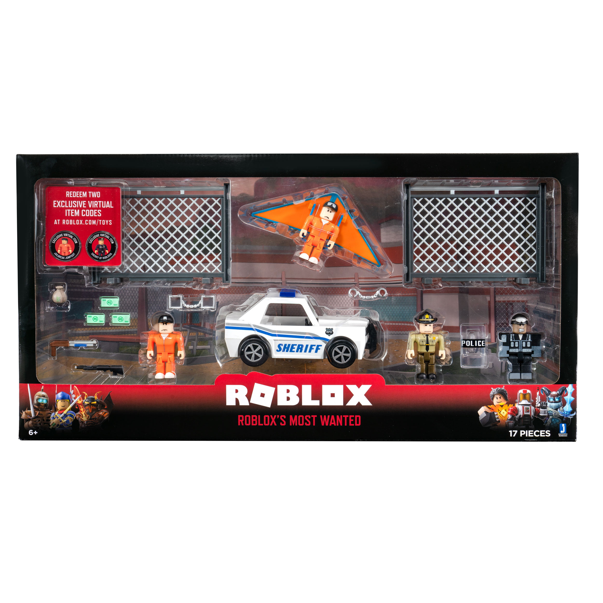 Roblox Action Collection Roblox S Most Wanted Playset Includes 2 Exclusive Virtual Items Walmart Com Walmart Com - police radio roblox music code