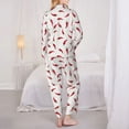 thumbnail image 3 of Pajama Sets for Women 2 Pcs, Chili Button Down Long Sleeve Sleepwear Lounge PJ Sets, 3 of 6