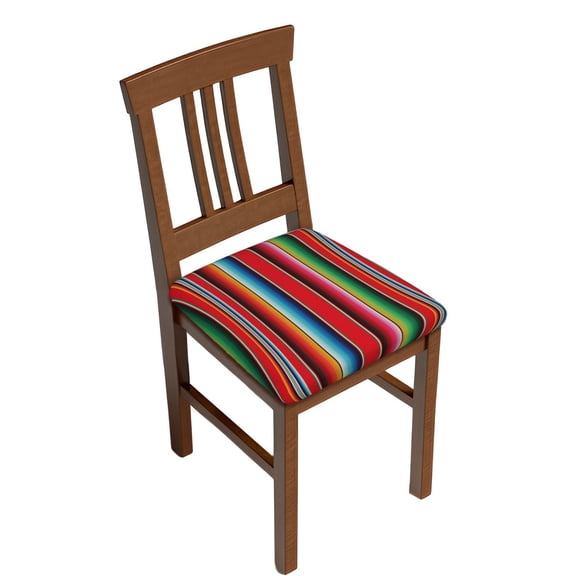 Honeii Mexican Serape Blanket Stripes Print Square Cushion Cover with Elastic Band & Ties,Sofa Cushion Covers,Furniture Protector for Living Room,Washable Sofa Seat Slipcover-Two Pieces