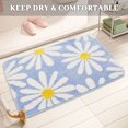 thumbnail image 6 of 23.6x15.7in Bathroom Rug Cute Daisy Bath Mat White and Yellow Flower Decor Rugs Non Slip Floor Carpet Microfiber Bathmat Super Absorbent Machine Washable Bathtub Mats for Shower-Blue, 6 of 8