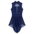thumbnail image 7 of Aiihoo Womens Glitter Lyrical Dance Dress Sleeveless Sheer Mesh Patchwork Leotard Dress Dancewear Navy Blue S, 7 of 7