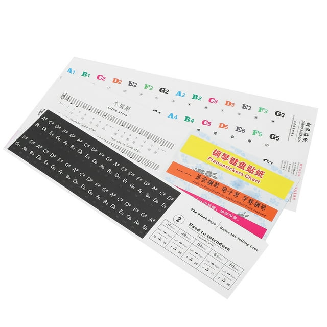 Pegatinas De Piano De Hoja, Letras Y Números Coloridos, Etiqueta De Personal, Notación, Diapasón, Tecla Paster