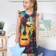 thumbnail image 4 of Balery World Map Guitar Illustration Camisón de princesa para niñas, pijama de algodón con mangas abullonadas, suave y bonito.-XX-Large, 4 of 6