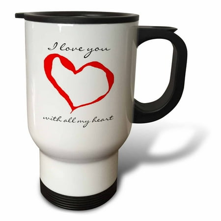 

3dRose I love You Heart Travel Mug 14oz Stainless Steel