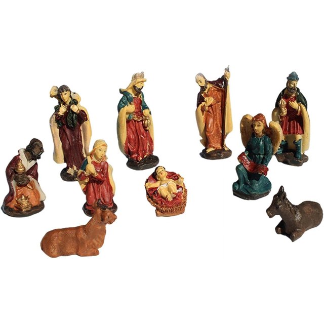 Pesebre Navideño Tradicional - 10 Figuras De Pesebre Navideño, Figuras De Pesebre Navideño, Figuras De Pesebre Navideño Estatua De Jesús, Figuras De Pesebre Navideño De Resina, Manualidades