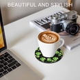 thumbnail image 6 of St. Patrick's Day Coasters Set of 4, Absorbent Coasters for Drinks, Watercolor Green Shamrock Polka Dots Black Coaster for Desk Coffee Table Protection, Home Decor House Warming Gifts 4", 6 of 8