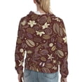 thumbnail image 7 of Daiia Coffee and Flowers Pattern Women's Fashion Hoodies & Sweatshirts with Kangaroo Pocket Hooded Sweatshirt with Eye-catching Drawstrings-XX-Large, 7 of 7