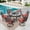 Black & Red, variant on SUMMIT LIVING 7-Piece Outdoor Patio Dining Set with 6 Cushioned Swivel Chairs & Metal Round Table with Umbrella Hole, Black & Blue