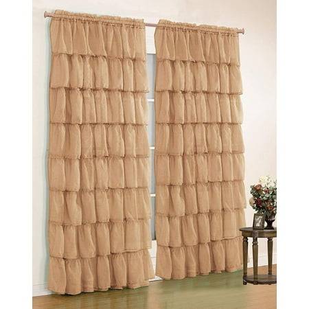 Orly S Dream Gypsy Crushed Ruffled Sheer Voile 2 Curtain Panels
