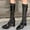 Black, variant on Womens Knee High Boots Ladies Solid Bright Leather Back Zip Block Heel High Heel Mid Boots High Heel Square Toe Comfortable Shiny Leather Boots