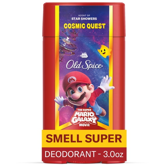 Old Spice Men's Deodorant Aluminum Free, Cosmic Quest, Scent of Star Showers, Old Spice x The Super Mario Galaxy Movie, 24/7 Lasting Freshness, 3.0 oz