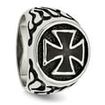 thumbnail image 5 of Chisel Stainless Steel Antiqued Polished and Textured Black IP-plated Cross Ring, 5 of 8