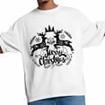 thumbnail image 3 of Camisetas gráficas informales de manga corta con silueta de alce de Feliz Navidad para hombre, 3 of 8
