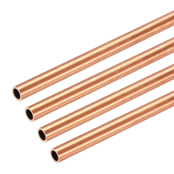 Uxcell Copper Round Tube, 8mm OD x 0.5mm Wall Thickness x 100mm(4") Length Pure Copper Tube Seamless Metal Straight Pipe Tubing for DIY Crafts Industry Construction(Pack of 4)