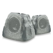 iHome Audio iHRK-500LTMS-PR Rechargeable Bluetooth Outdoor Solar Rock LED Speakers with Multilink - Pair (Gray Slate)