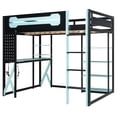 thumbnail image 6 of Harper & Bright Designs Full Size Wood Gaming Loft Bed with Desk, Shelves, Power Outlet & USB/Type-C Ports, Gaming Loft Bed Frame with RGB Light for Dorm Apartment, Black+Blue, 6 of 18