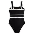 thumbnail image 4 of Girls Modest Swimsuit Summer One Piece Swimsuits Color Block Bathing Suit Contrast Trim Wide Straps Swimwear For Teens Girls, 7-14 Years, 4 of 8