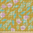 thumbnail image 2 of Floral Fabric by the Yard, Watercolor Art of Flower Branches with Leaves, Decorative Upholstery Fabric for Chairs & Home Accents, Marigold Deep Sky Blue by Ambesonne, 2 of 5