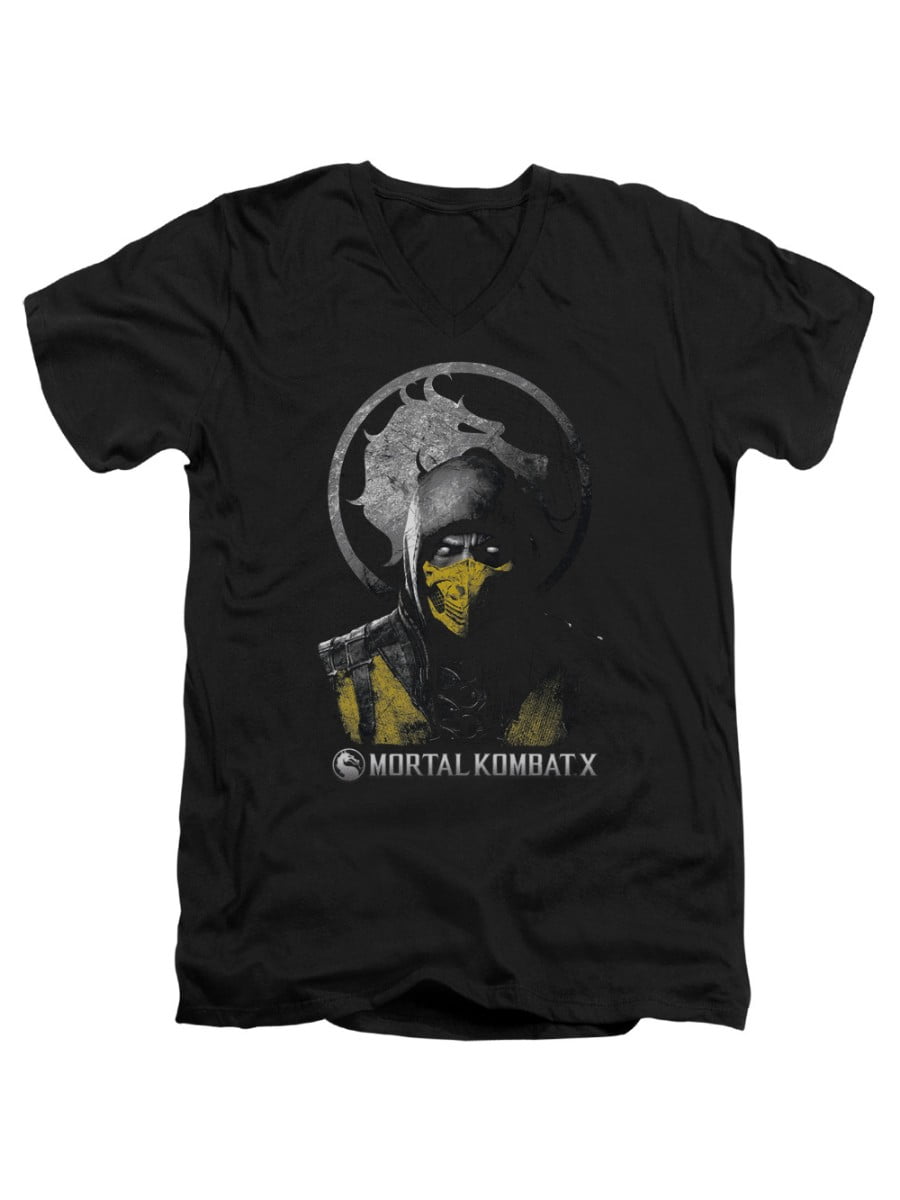 Download 2bhip Mortal Kombat X Fighting Video Game Scorpion Dragon Seal Adult V Neck T Shirt Walmart Com Walmart Com