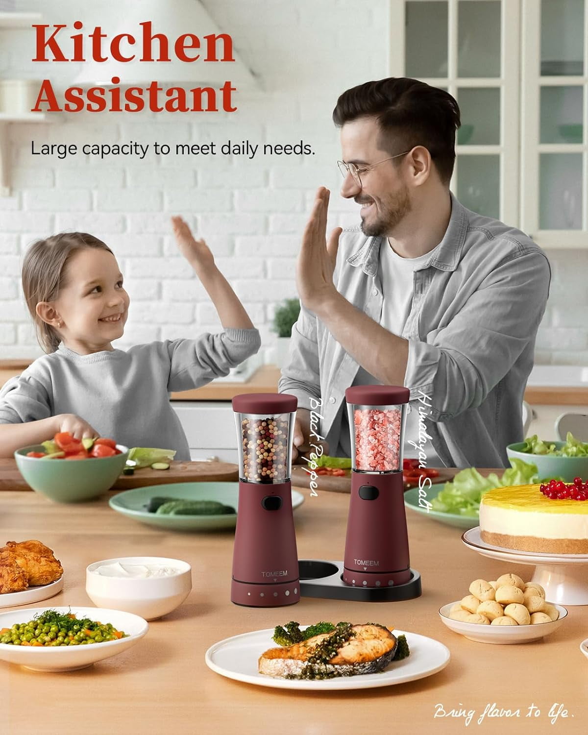 Electric Salt and Peper Grinder Set Rechargeable Automatic Stainless Steel Pepper Grinder Set with 4.5oz Large Capacity, Roseo