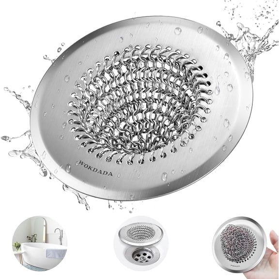 Wokdada Shower Hair Catcher, 4.4" Stainless Steel Tub Hair Catcher, Easy-Clean Protector for Pop-Up & Regular Drains (Patented)