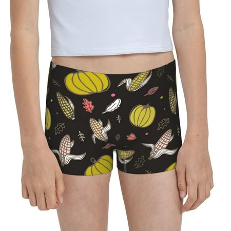 Pofeuu yellow Pumpkin Corn Print Soft Cotton Girls Boyshort panties Toddler Underwear-Small