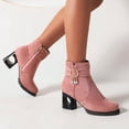 thumbnail image 2 of NECHOLOGY Botas Mujer Adulto Femenino Zapatos Botines para mujer Zapatos de mujer de moda Botón de de gamuza Tacón grueso hueco Tacón medio Cremallera lateral sólida Botas (Pink, 8), 2 of 4