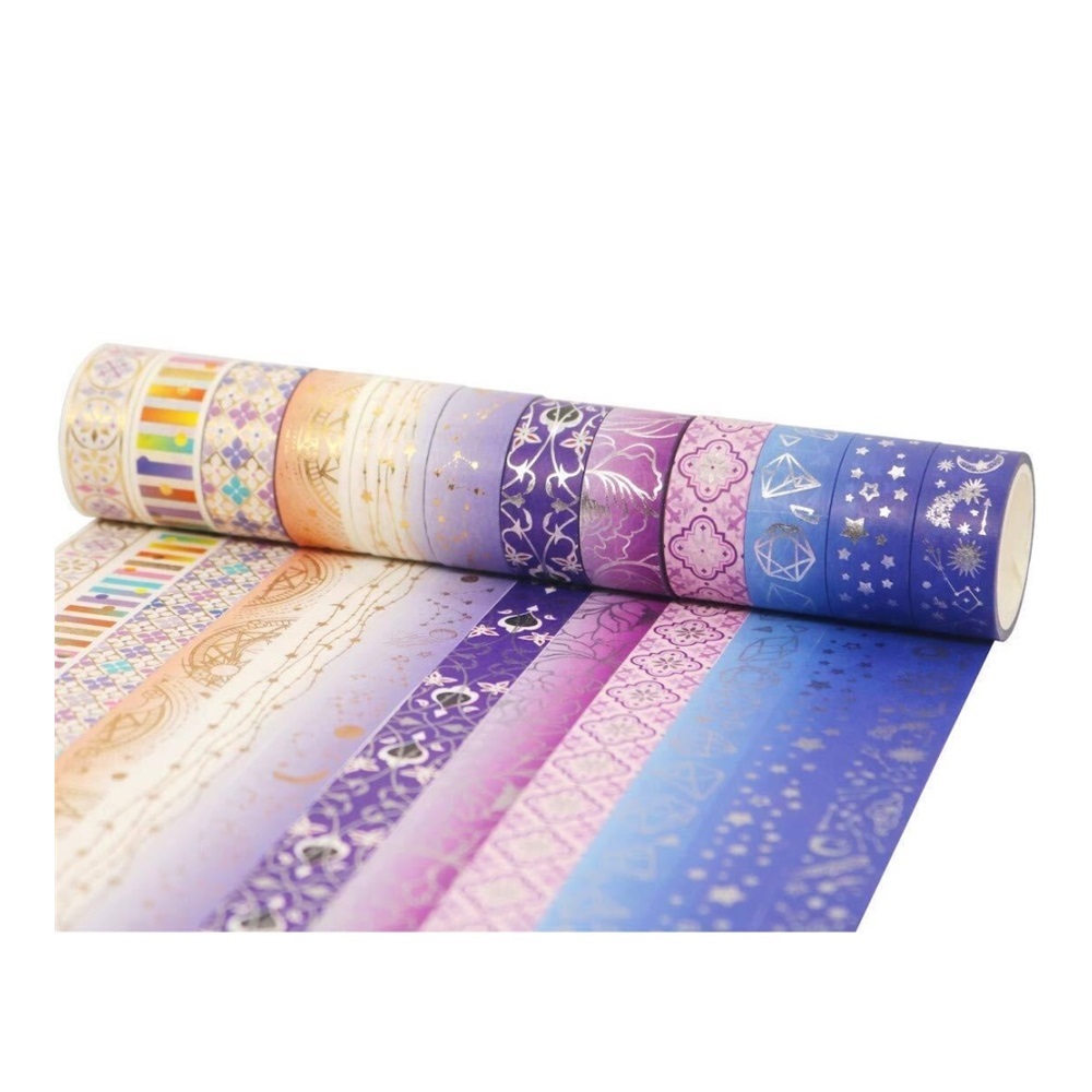 Gold Washi Tape Set VSCO Silver Decorative Tape for DIY Crafts, Bullet Journals, Planners, Scrapbooking, Wrapping 15mm Wide (Starry Night 12 Roll)