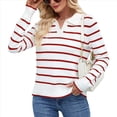 thumbnail image 2 of Camisas de Mujer con Cuello de Solapa, Cuello en V, Blusa de Larga, Blusa Informal Elegante. Rojo S, 2 of 8